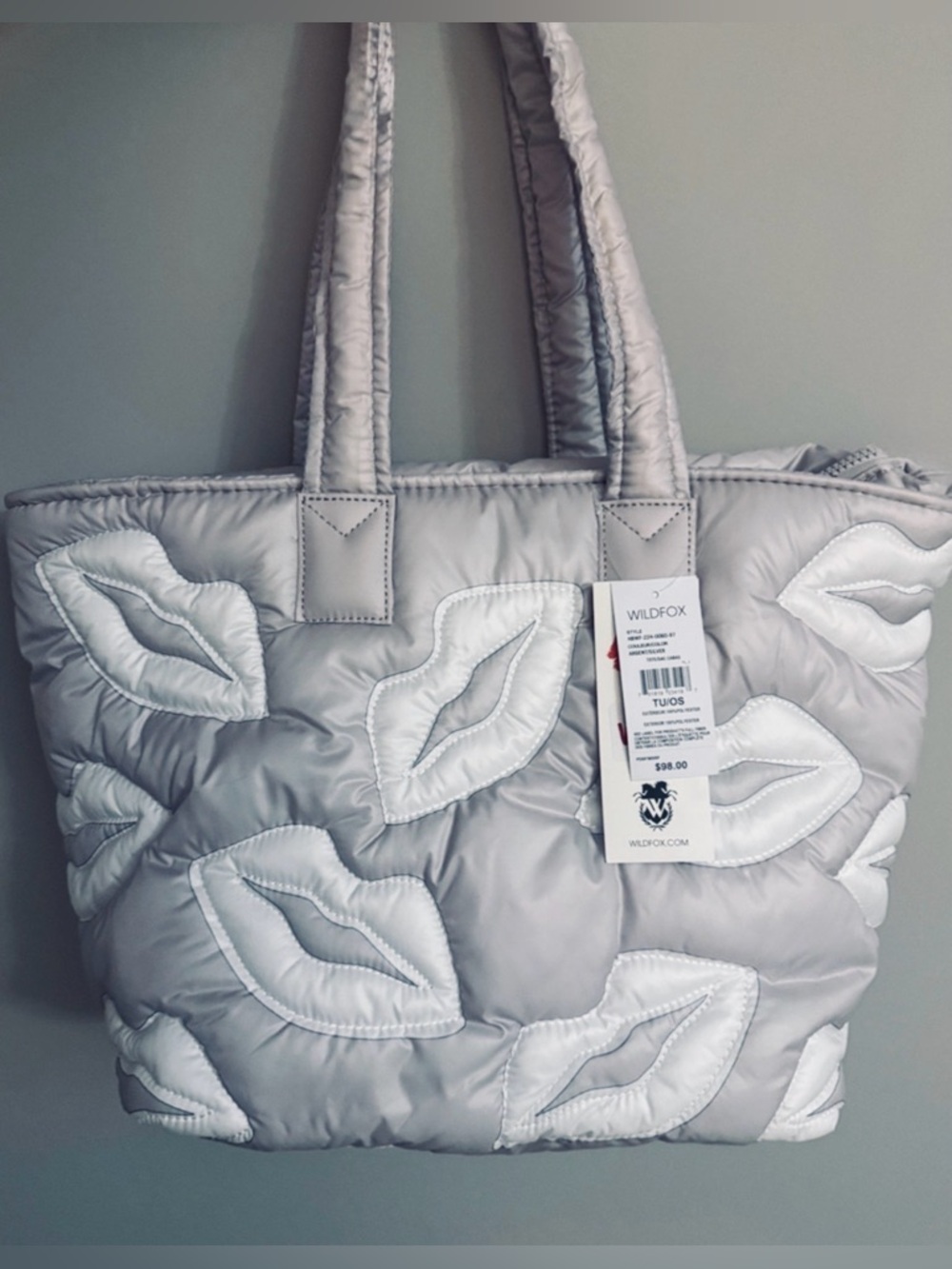 Wildfox Quilted Puffer Lips Tote Bag NWT New in Package + Free Gift